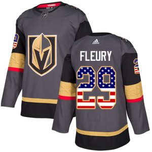 Herren Vegas Golden Knights Eishockey Trikot Marc-Andre Fleury #29 Authentic Grau USA Flag Fashion